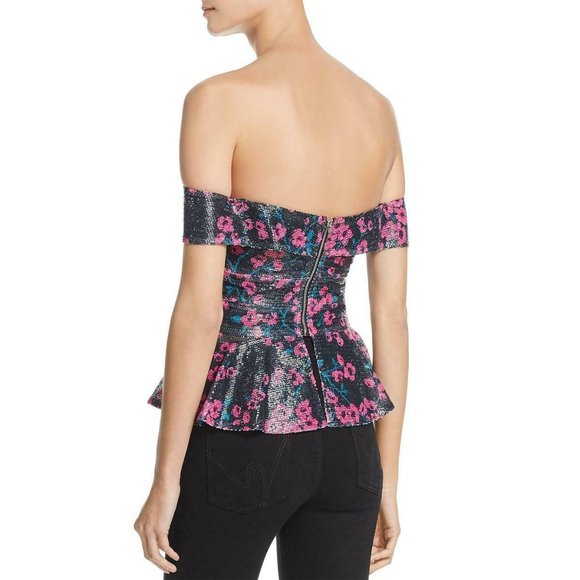 NWT WAYF Janet Off The Shoulder Sequined Flouce Bottom Top, Size XS - Picture 3 of 4